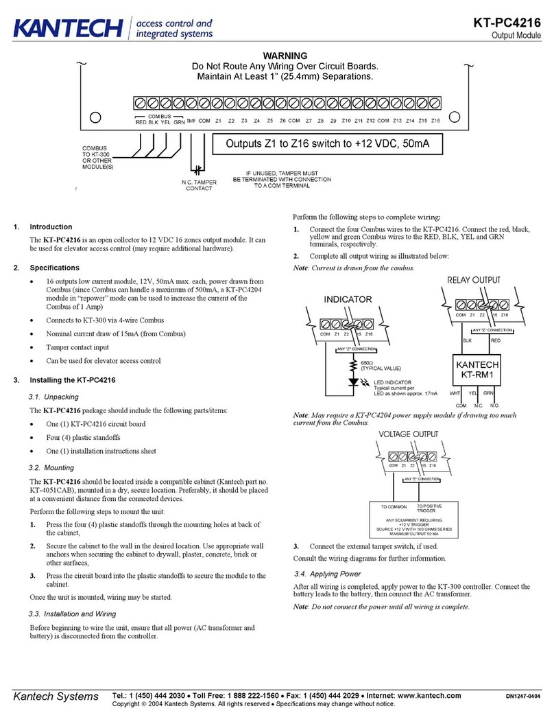 Kantech KT-PC4216 User manual