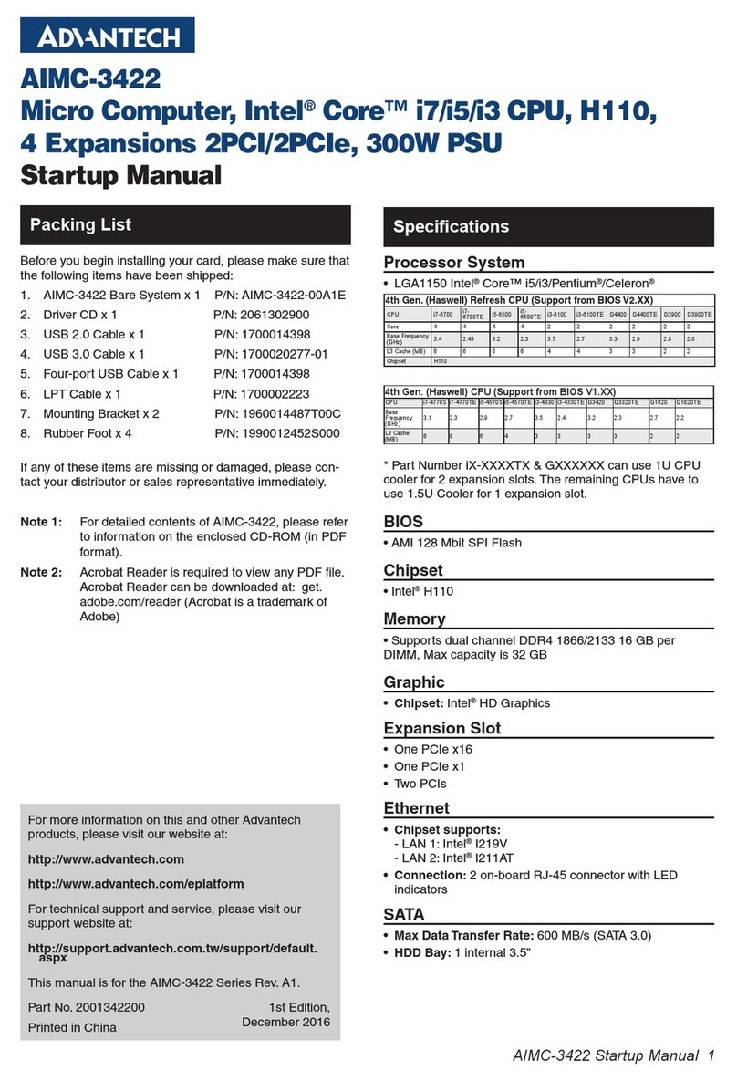Advantech AIMC-3422 Startup manual