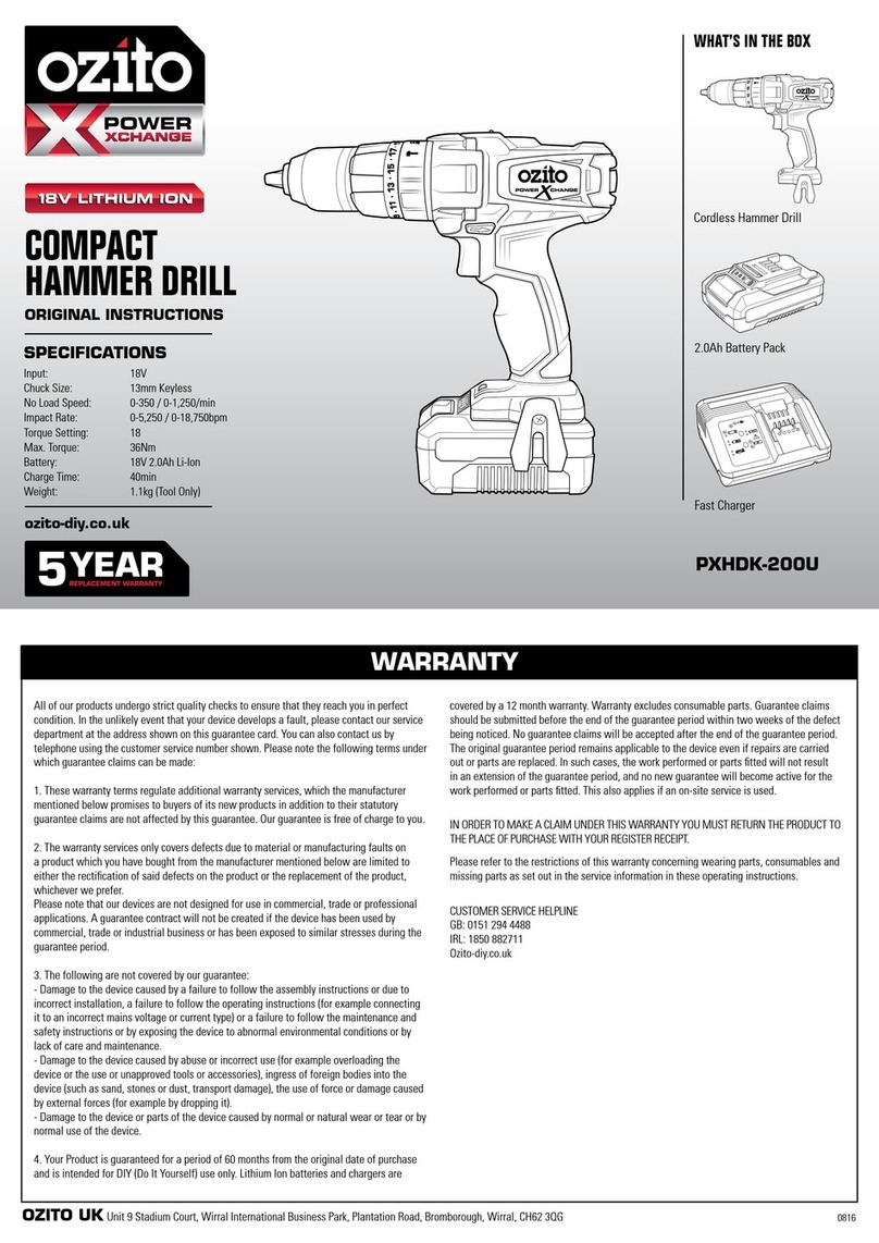 Ozito PXHDK-200U User manual Ozito PXHDK-200U User manual