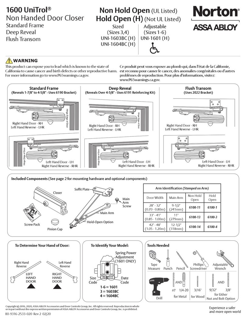 Assa Abloy Norton 1600 UniTrol quick start guide