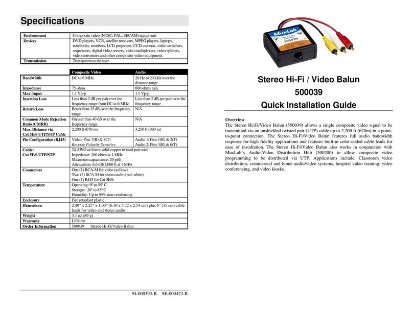 MuxLab 500039 Quick installation guide