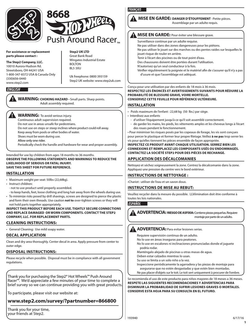 Step 2 Hot Wheels Push Around Racer User manual