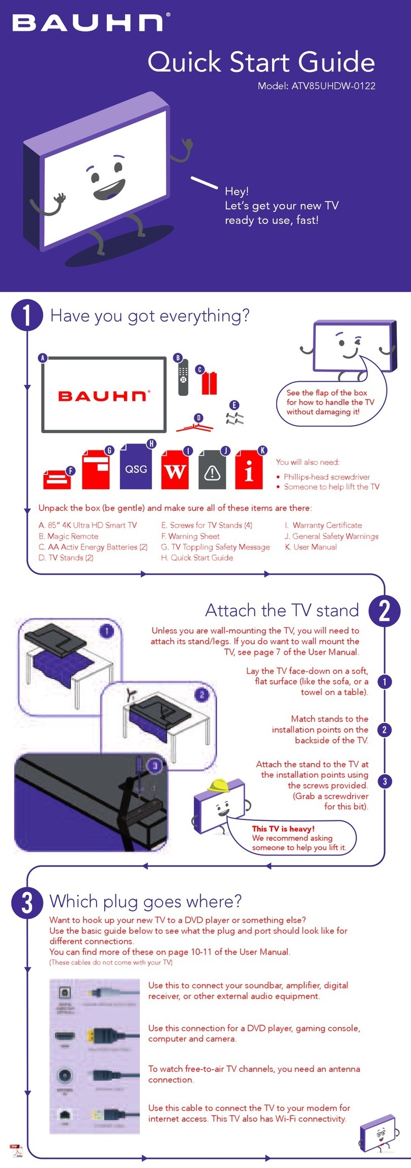 Bauhn ATV85UHDW-0122 quick start guide