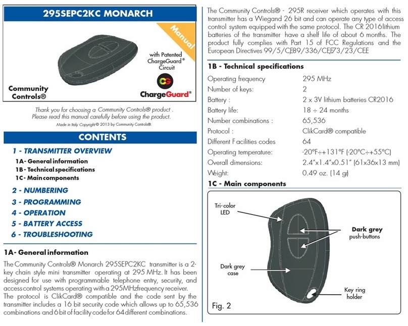 Community Controls MONARCH 295SEPC2KC manual
