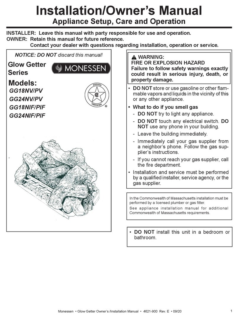 Monessen Hearth Glow Getter Series Installation & owner's manual