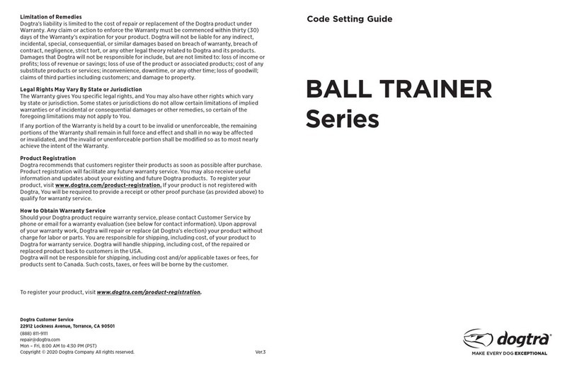 Dogtra BALL TRAINER Series Settings guide