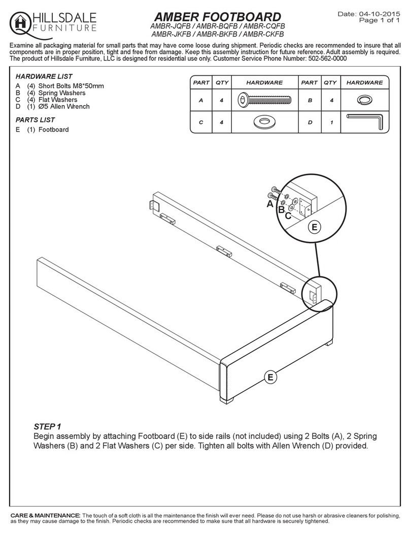 Hillsdale Furniture AMBR-JQFB quick start guide Hillsdale Furniture AMBR-JQFB quick start guide