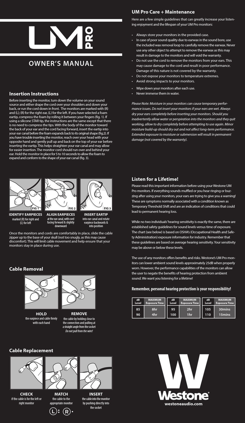 Westone UM Pro50 owner's manual