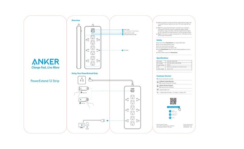 Anker PowerExtend 12 Strip quick start guide Anker PowerExtend 12 Strip quick start guide