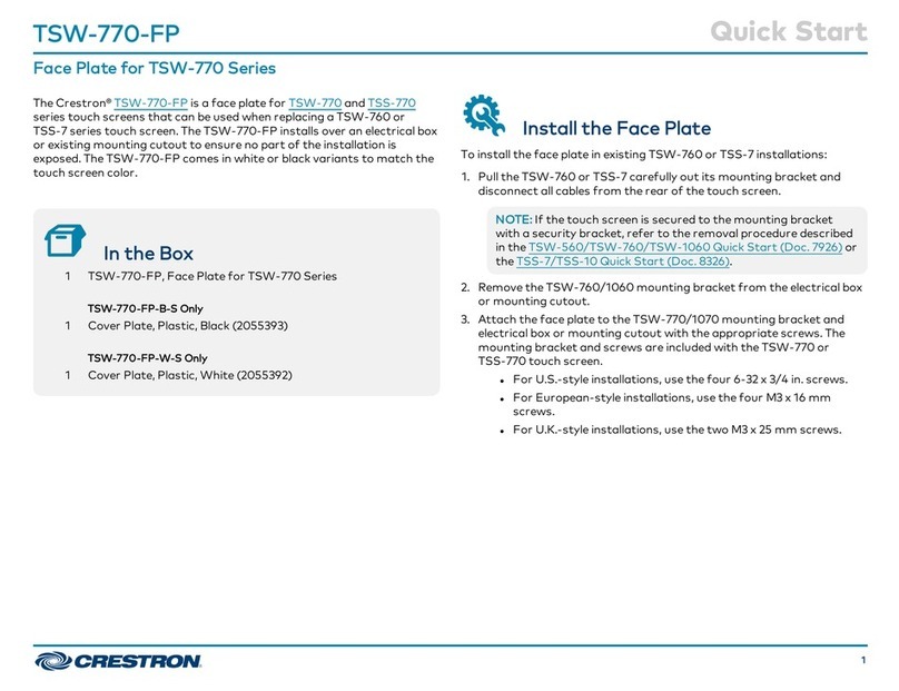 Crestron TSW-770-FP quick start guide