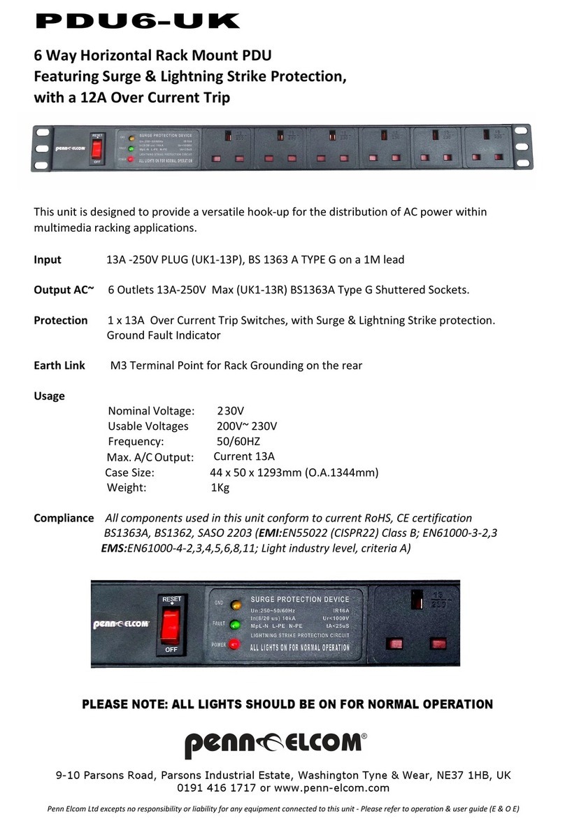 Penn Elcom PDU6-UK Operation and user's guide