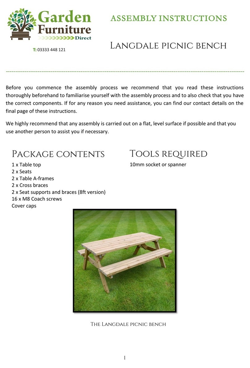 Garden Furniture Direct LANGDALE PICNIC BENCH Assembly instructions