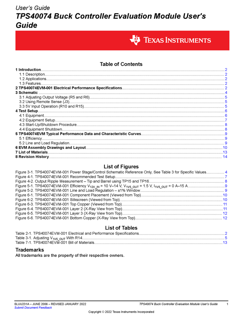 Texas Instruments TPS40074EVM-001 User manual