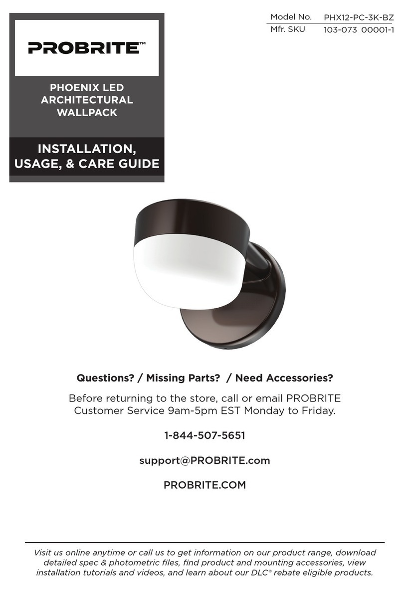 Probrite PHX12-PC-3K-BZ INSTALLATION, USAGE, & CARE GUIDE Probrite PHX12-PC-3K-BZ INSTALLATION, USAGE, & CARE GUIDE