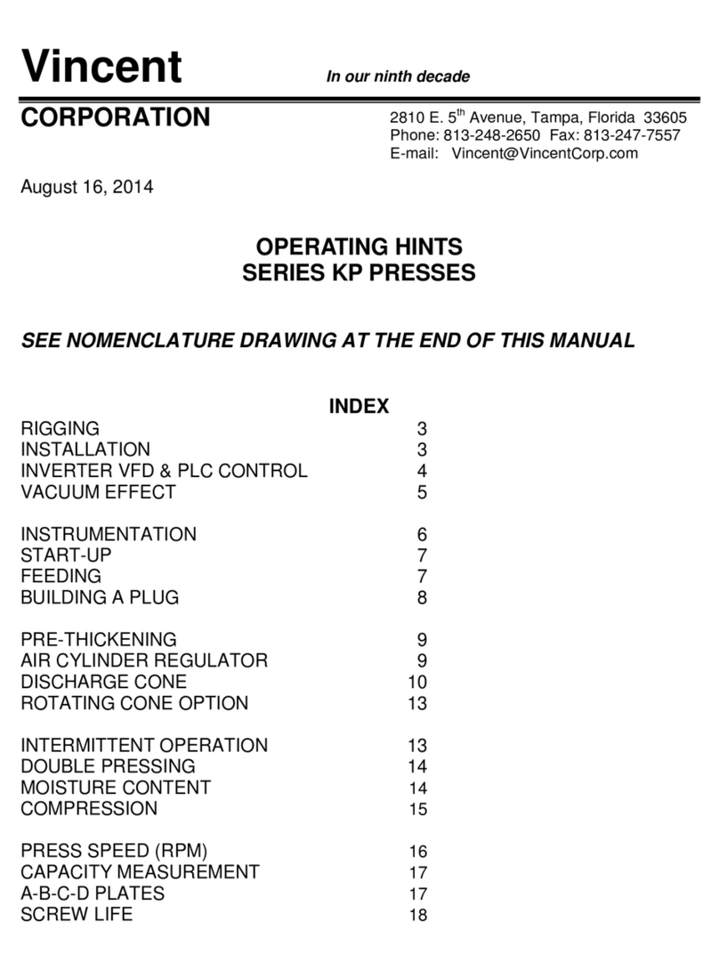 VINCENT KP Series Operating hints