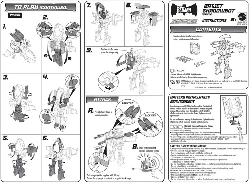 Mattel BATMAN SHADOWTEK BATJET SHADOWBOT VEHICLE User manual