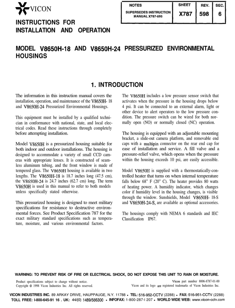 Vicon V8650H-18 Instructions for installation and operation