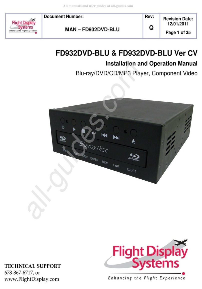 Flight Display Systems FD932DVD-BLU Installation and operation manual