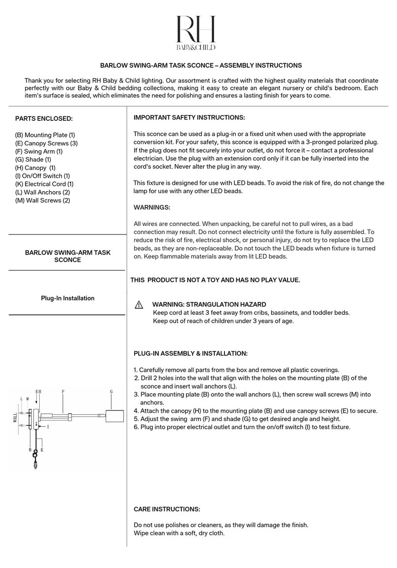 RH Baby&child BARLOW SWING-ARM TASK SCONCE Assembly instructions RH Baby&child BARLOW SWING-ARM TASK SCONCE Assembly instructions