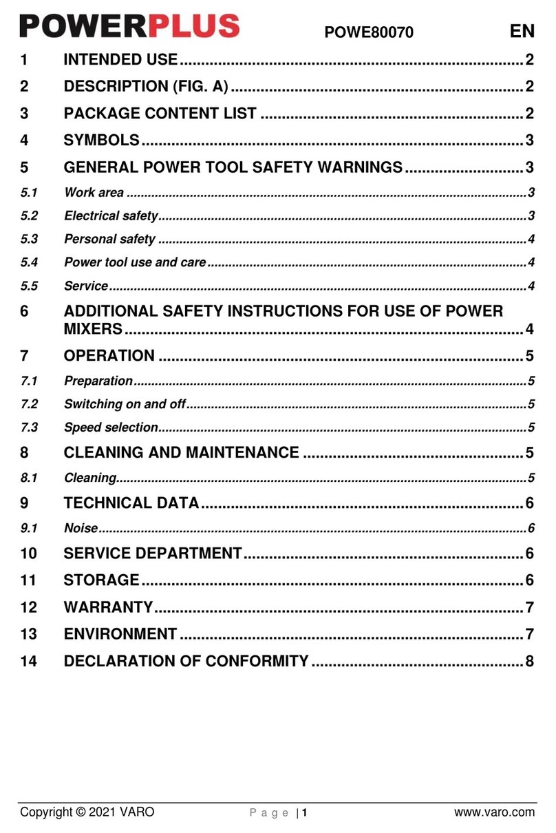 VARO POWERPLUS POWE80070 quick start guide
