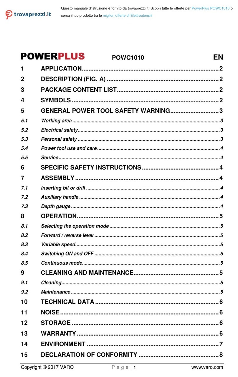 VARO POWERPLUS POWC1010 quick start guide