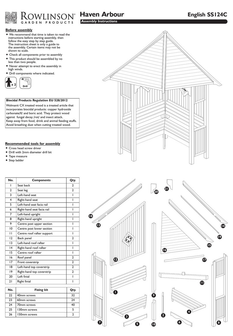 Rowlinson Garden Products Haven Arbour Assembly instructions Rowlinson Garden Products Haven Arbour Assembly instructions