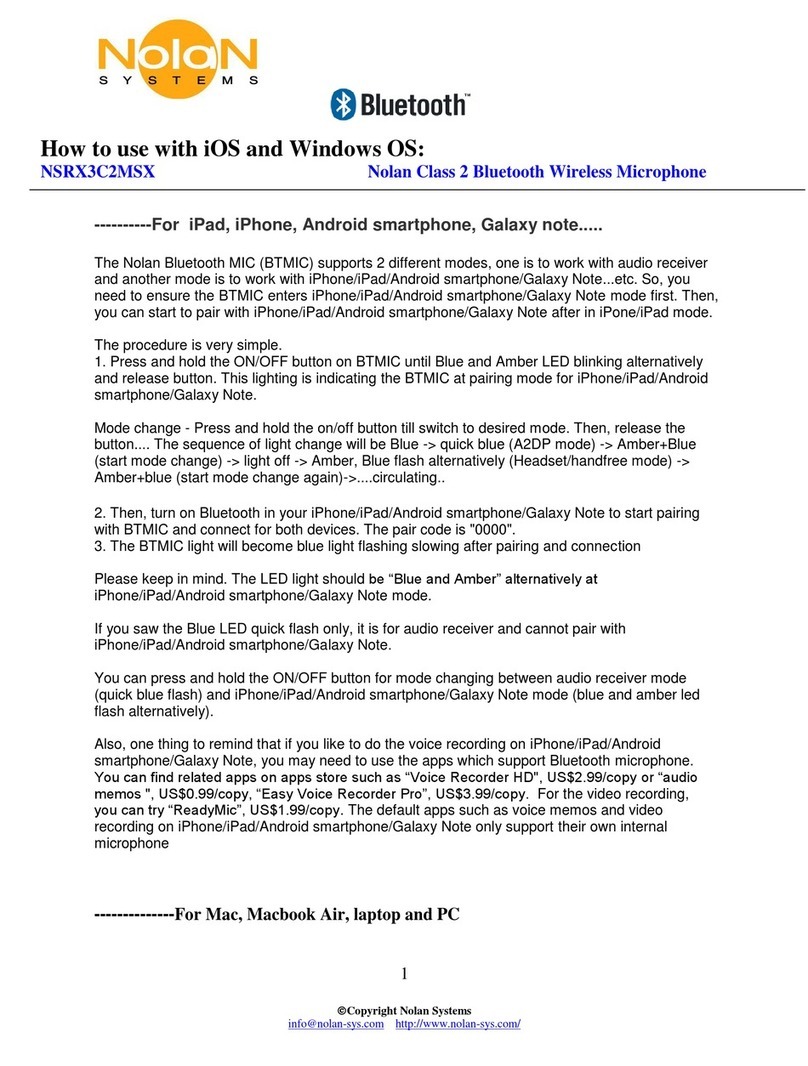 Nolan NSRX3C2MSX Operating instructions