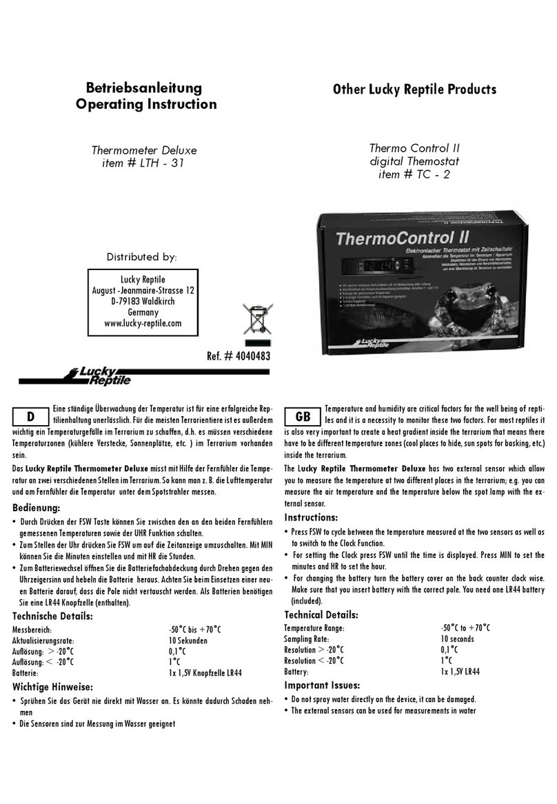 Lucky Reptile Thermometer Deluxe Operating	 instruction