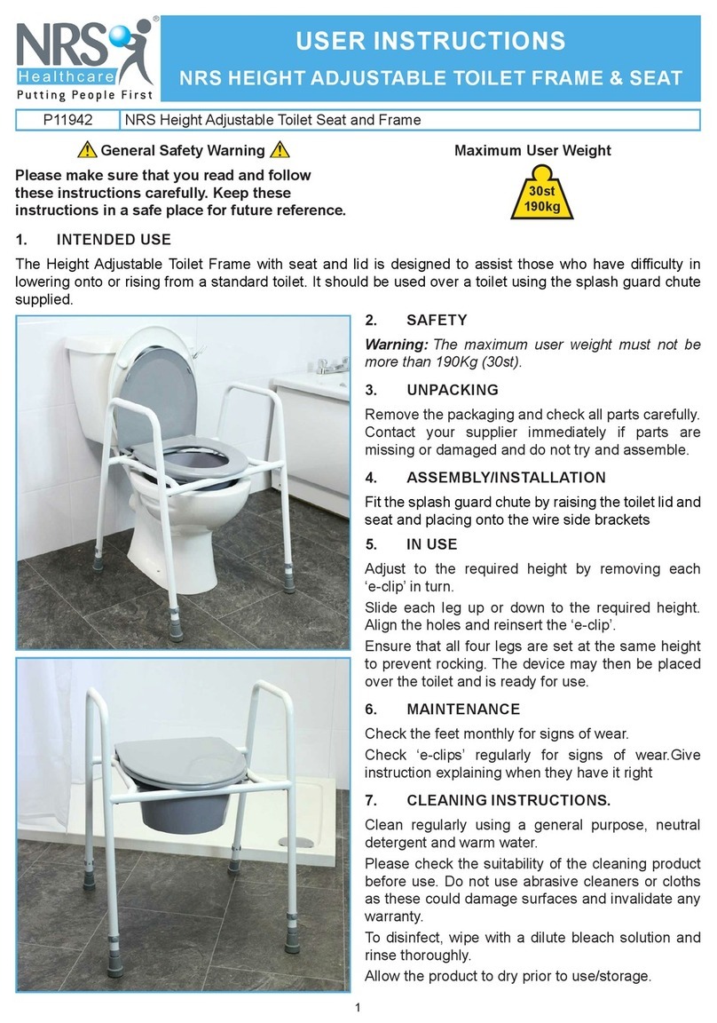 NRS Healthcare Height Adjustable Toilet Seat and Frame User manual