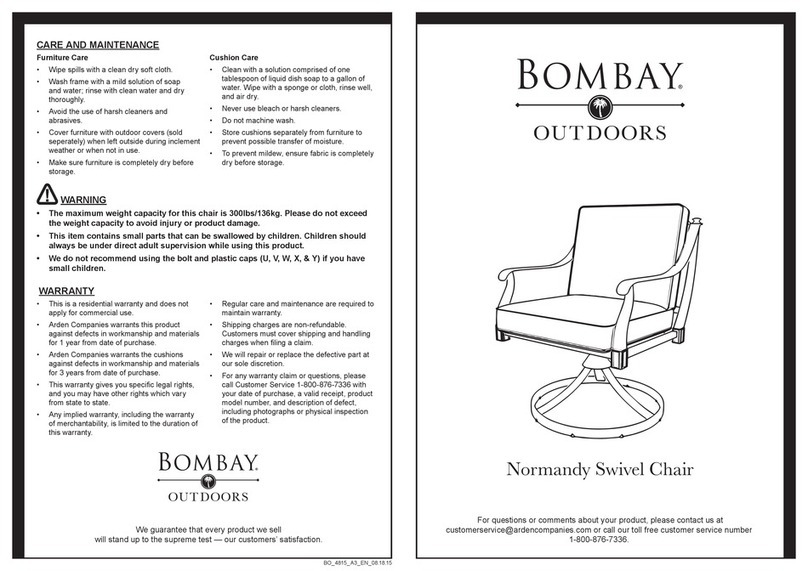 BOMBAY Normandy Swivel Chair User manual BOMBAY Normandy Swivel Chair User manual