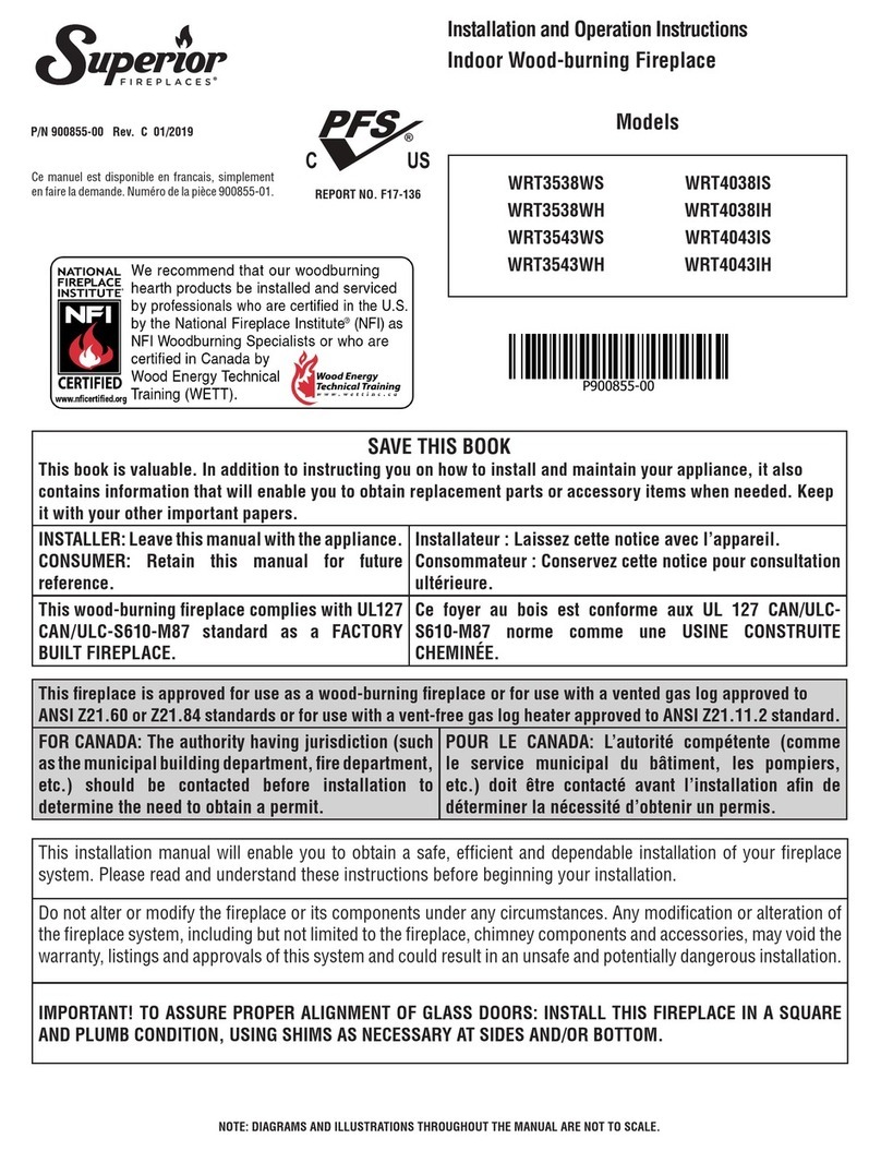 IHP Superior Fireplaces WRT3538WS Installation and operation instruction