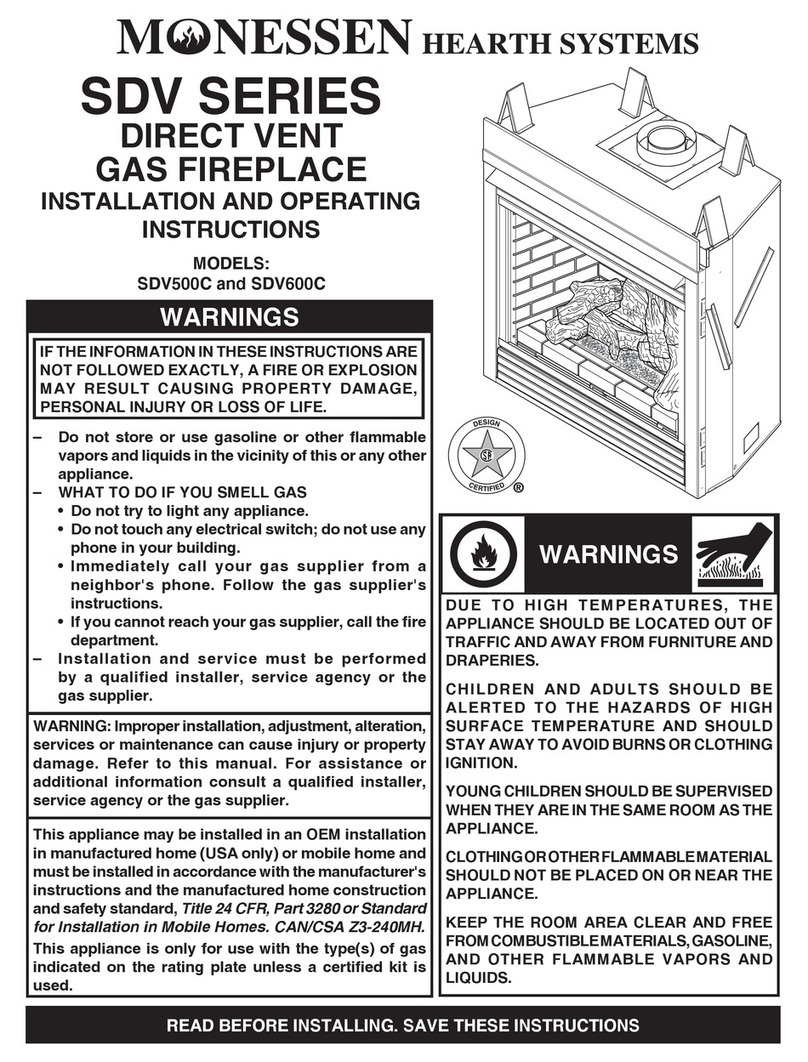 Monessen Hearth SDV Series User manual Monessen Hearth SDV Series User manual
