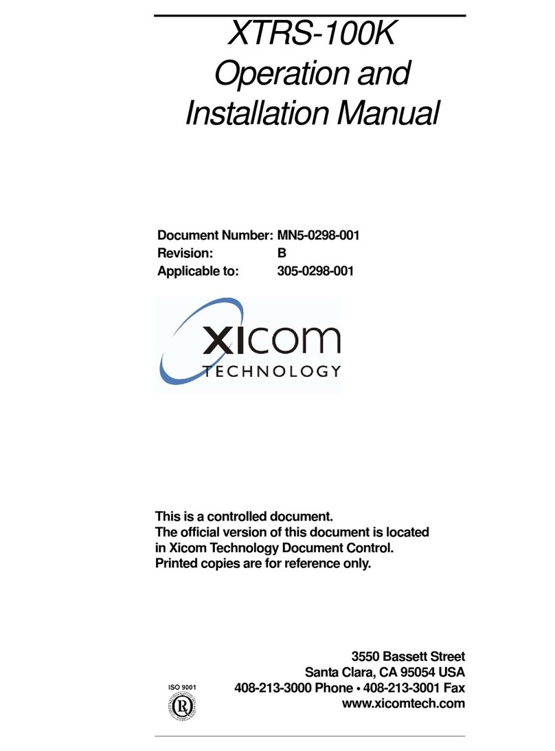 Xicom XTRS-100K Operation and installation manual