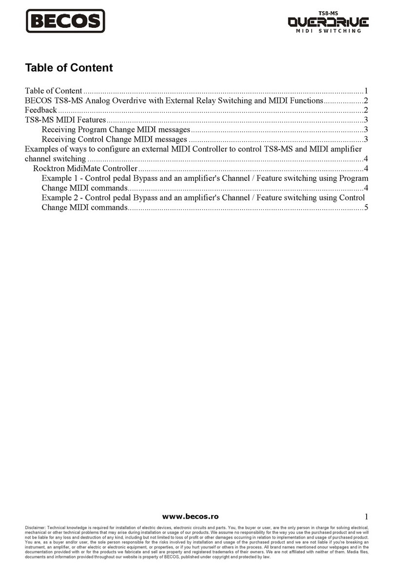 Becos TS8-MS Overdrive Midi Switching quick start guide
