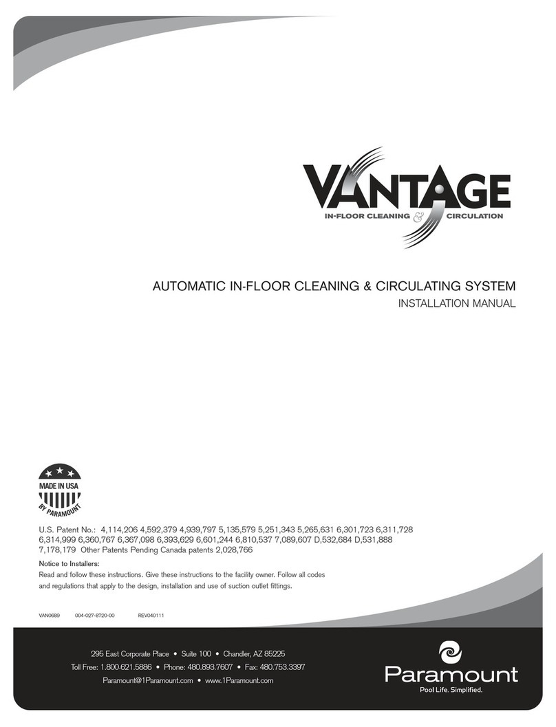 Paramount Fitness VANTAGE IN-FLOOR CLEANING SYSTEM User manual Paramount Fitness VANTAGE IN-FLOOR CLEANING SYSTEM User manual
