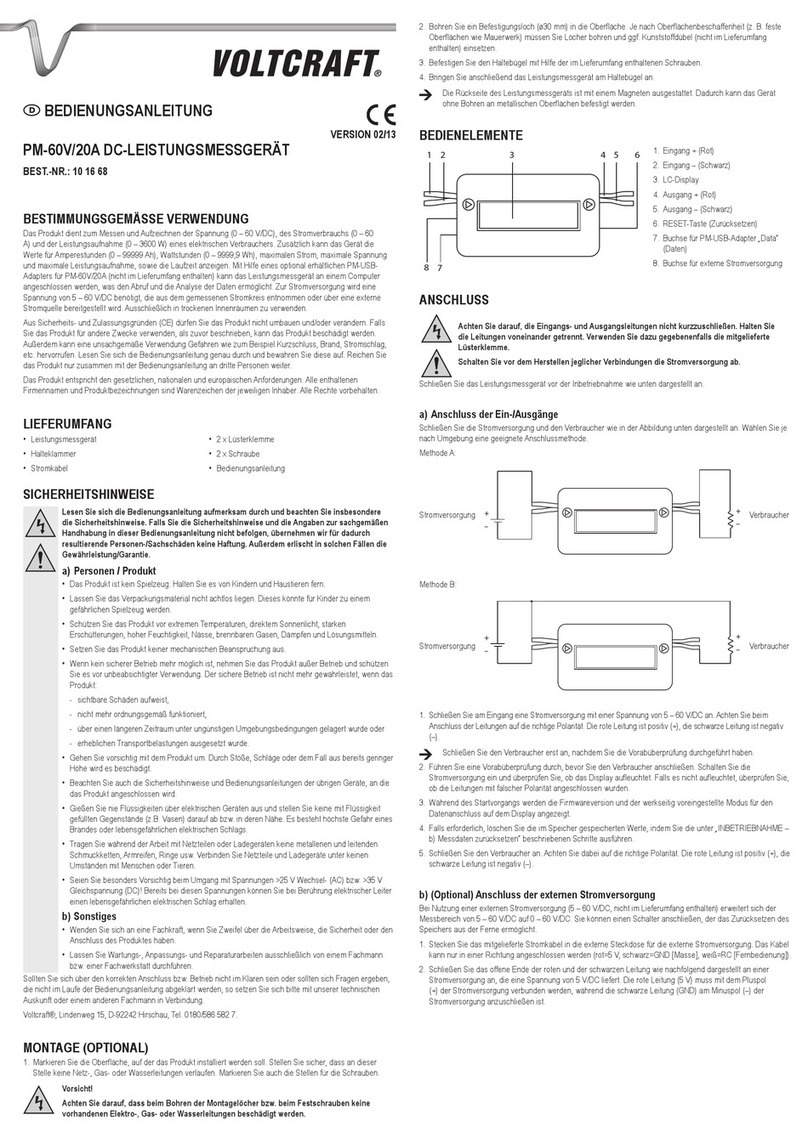 VOLTCRAFT PM-60V/20A User manual VOLTCRAFT PM-60V/20A User manual