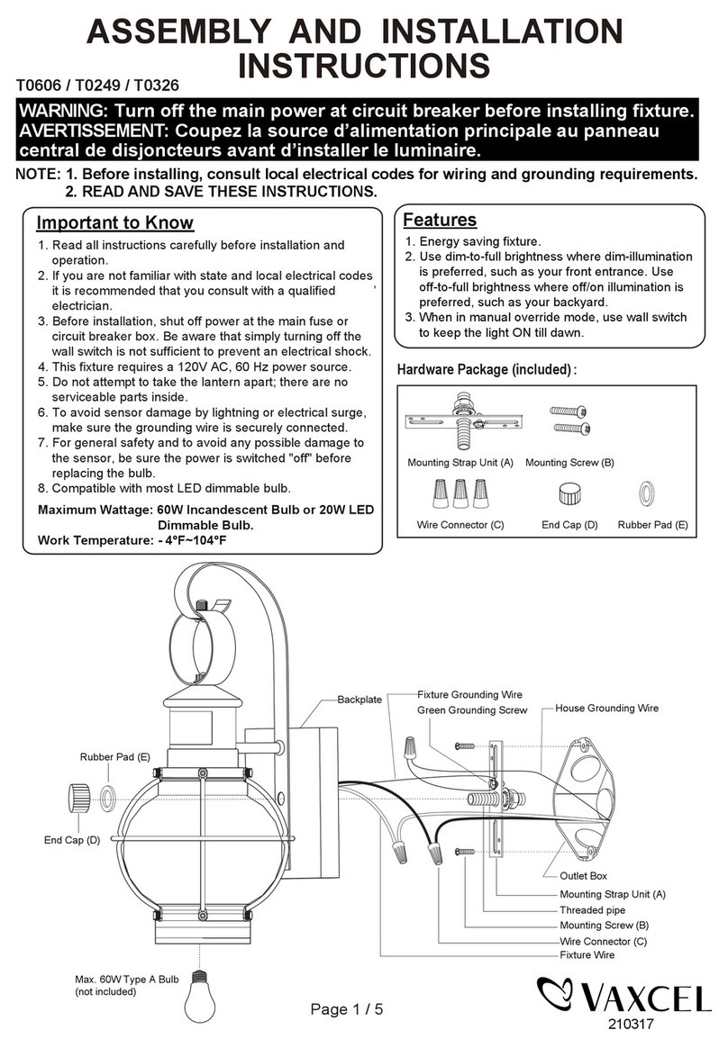 Vaxcel Chatham Instruction manual