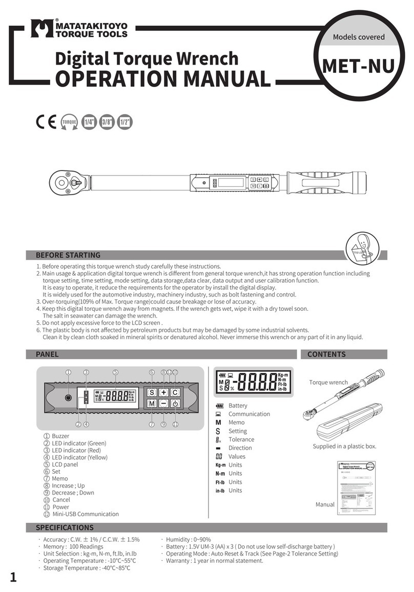 Matatakitoyo Torque Tools MET-NU User manual