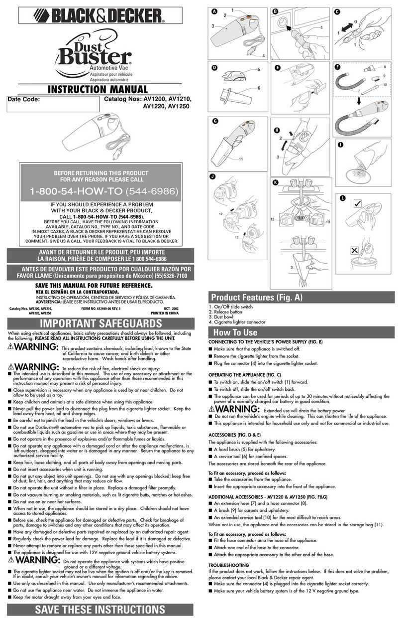 Black & Decker Dustbuster AV1210 instruction manual