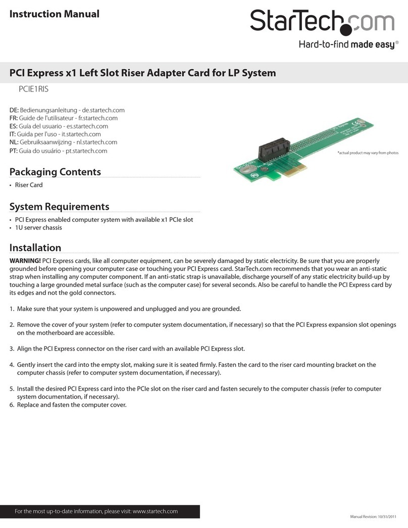 StarTech.com PCIE1RIS instruction manual