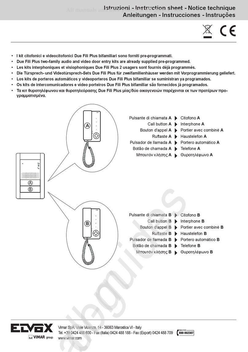 Vimar elvox Due Fili Plus instruction sheet