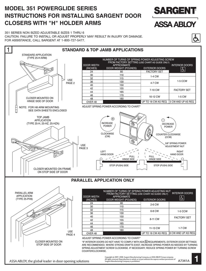 Sargent POWERGLIDE Series Instructions for installing