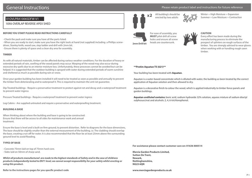 Mercia Garden Products 01OVLPRA1006SDFW-V1 Instruction manual