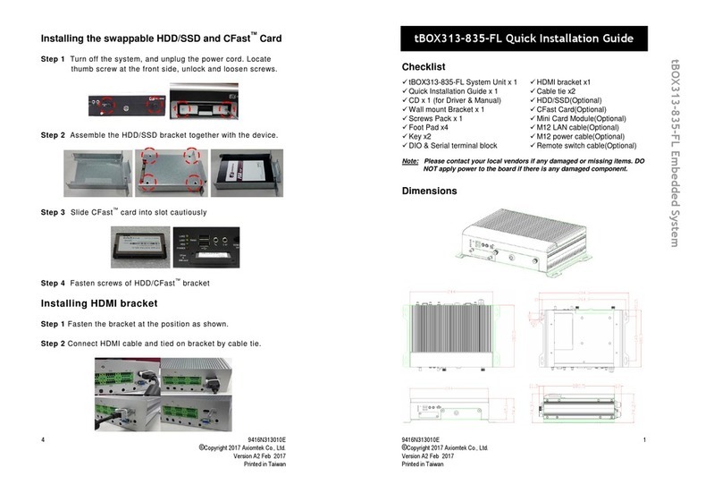 AXIOMTEK TBOX313-835-FL Series Quick installation guide