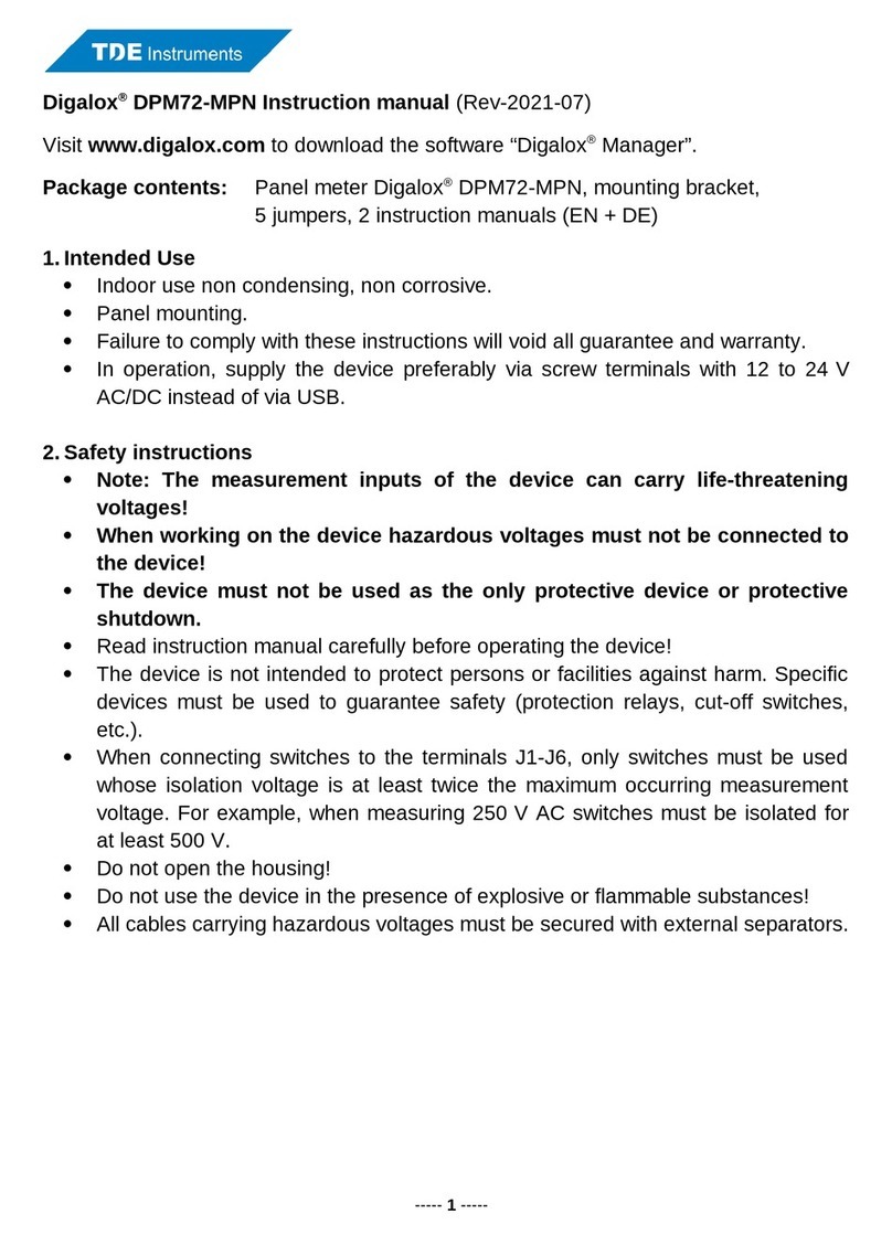 TDE Instruments Digalox DPM72-MPN User manual