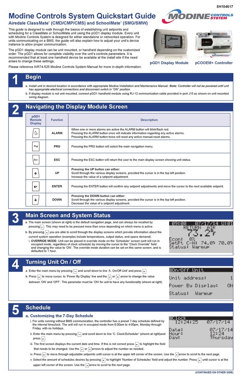 Modine Manufacturing pGD1 quick start guide