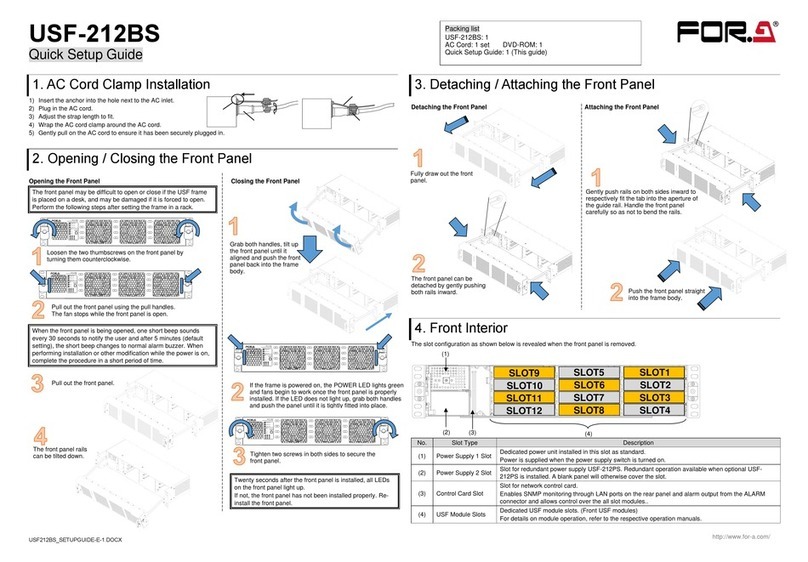 FOR-A USF-212BS Quick setup guide