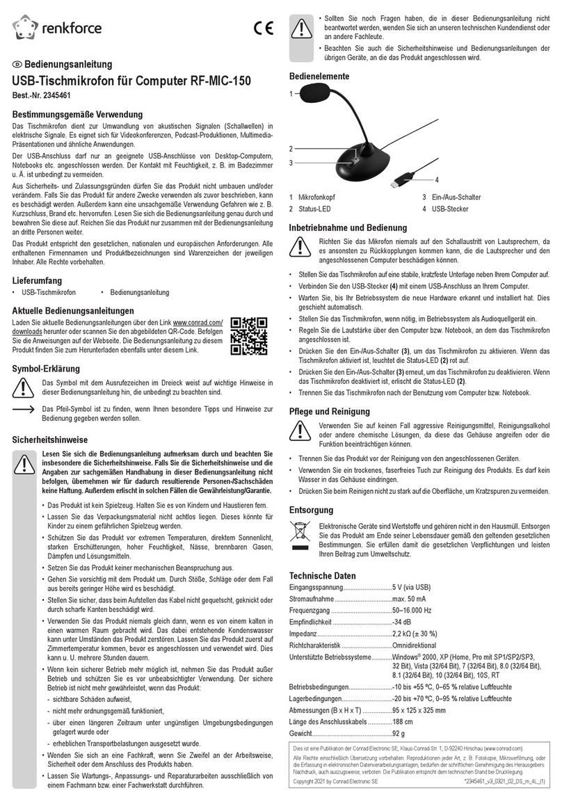 Renkforce RF-MIC-150 operating instructions