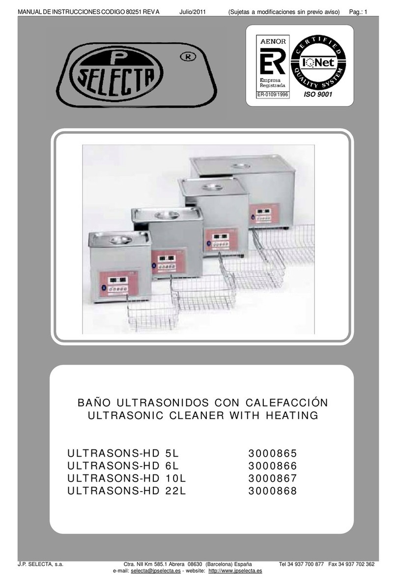 J.P. SELECTA ULTRASONS-HD 5L quick start guide