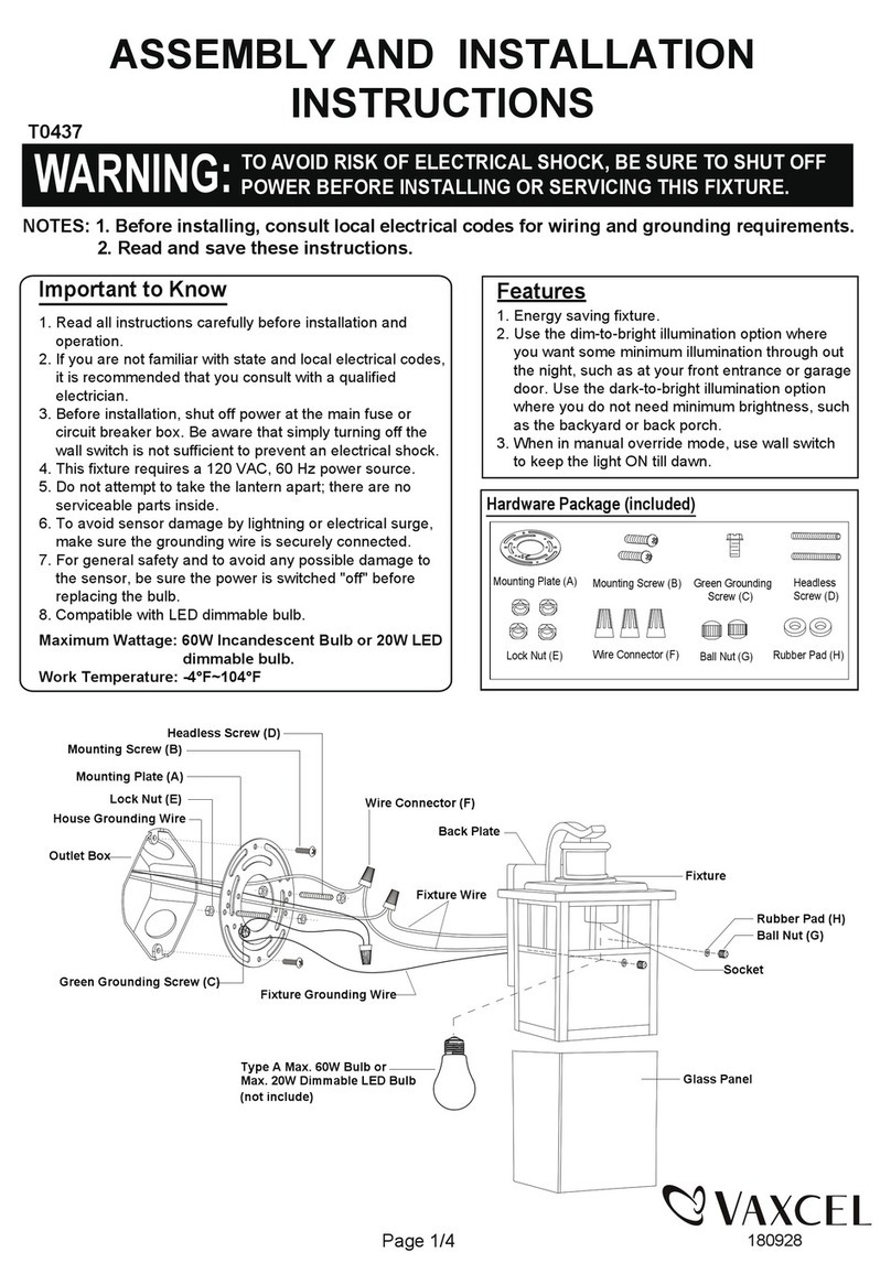 Vaxcel Mission T0437 Assembly and installation instructions